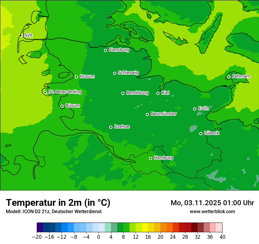 Modellkarten Temperatur