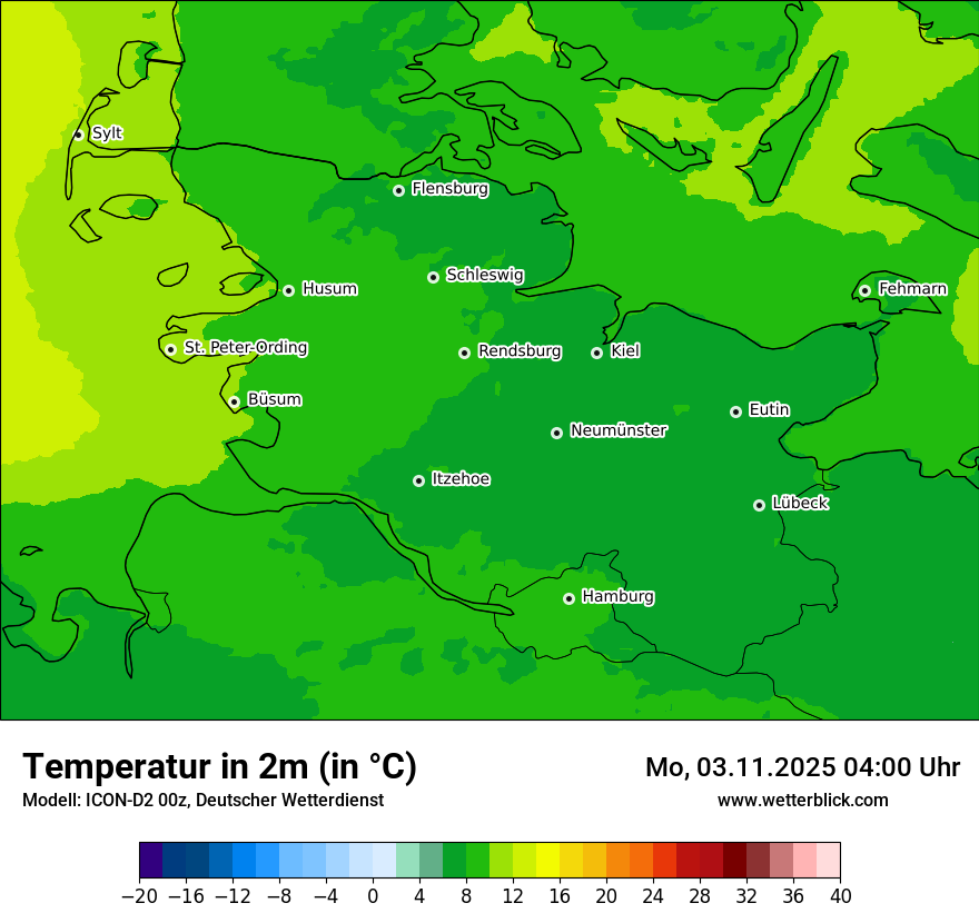 Modellkarten Temperatur