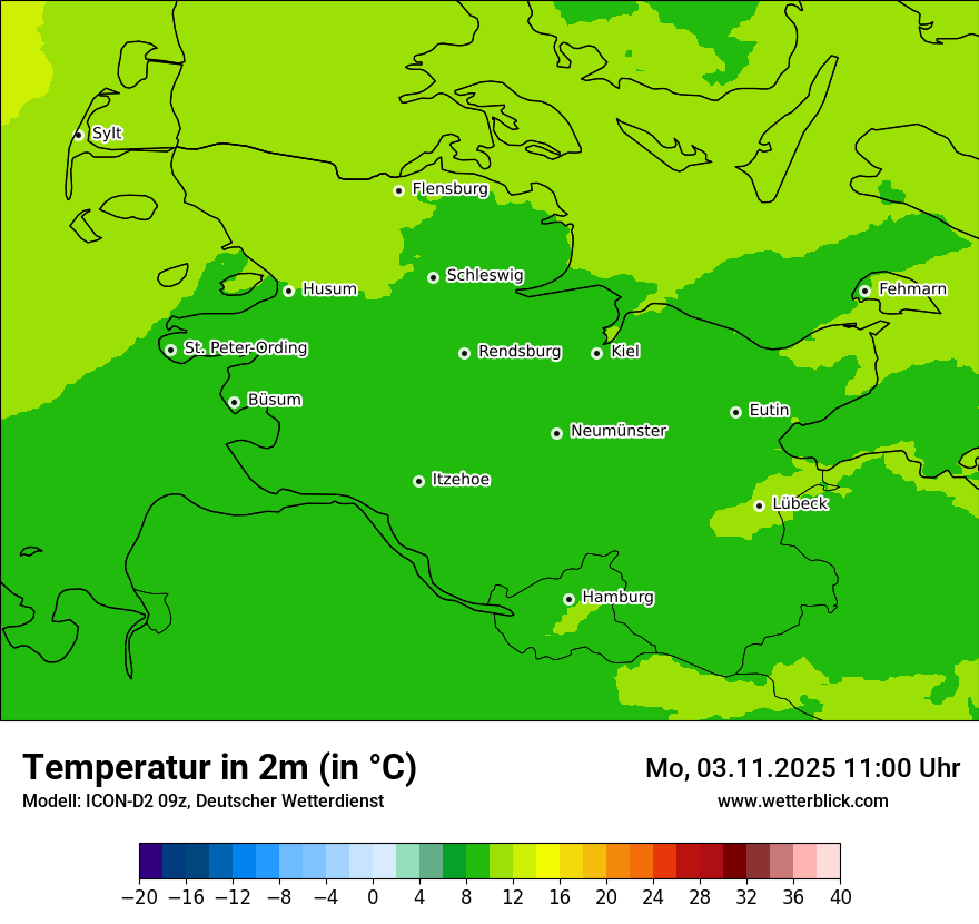 Modellkarten Temperatur