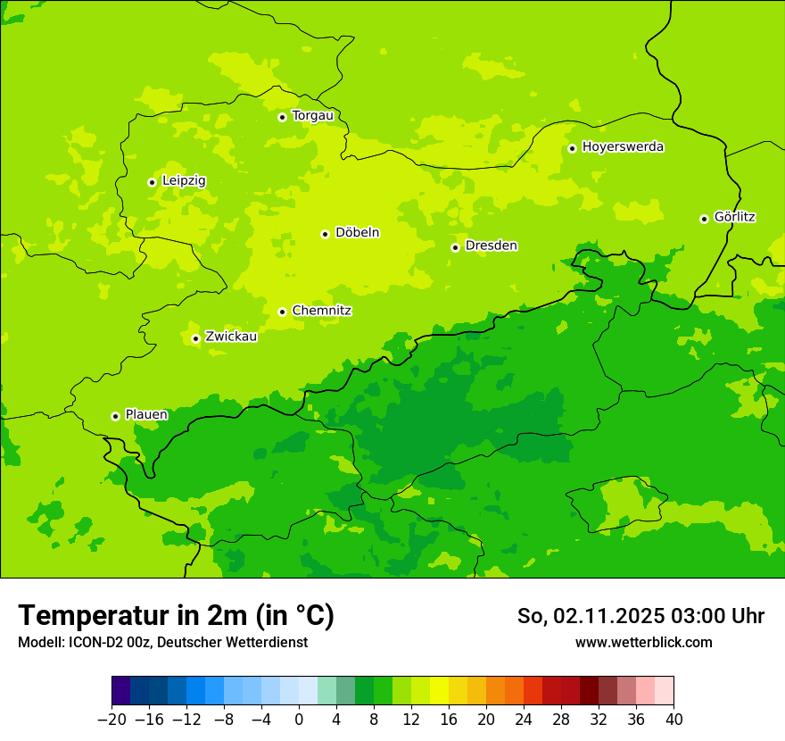 Modellkarten Temperatur