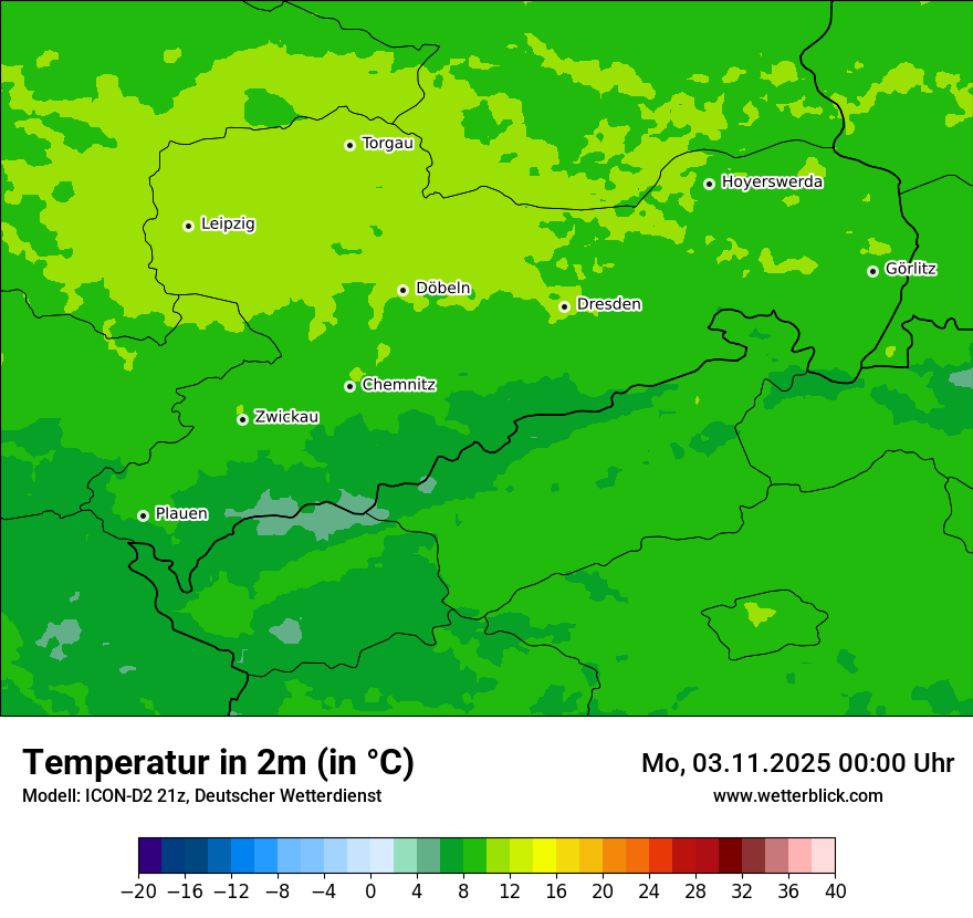 Modellkarten Temperatur