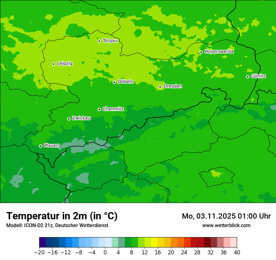 Modellkarten Temperatur