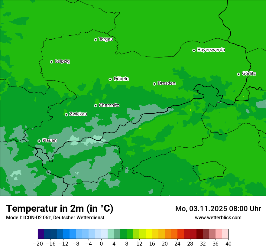 Modellkarten Temperatur