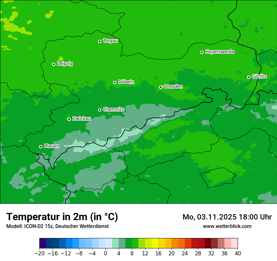 Modellkarten Temperatur