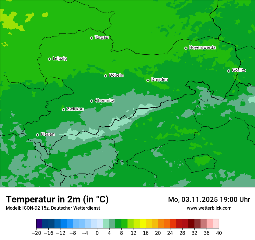 Modellkarten Temperatur