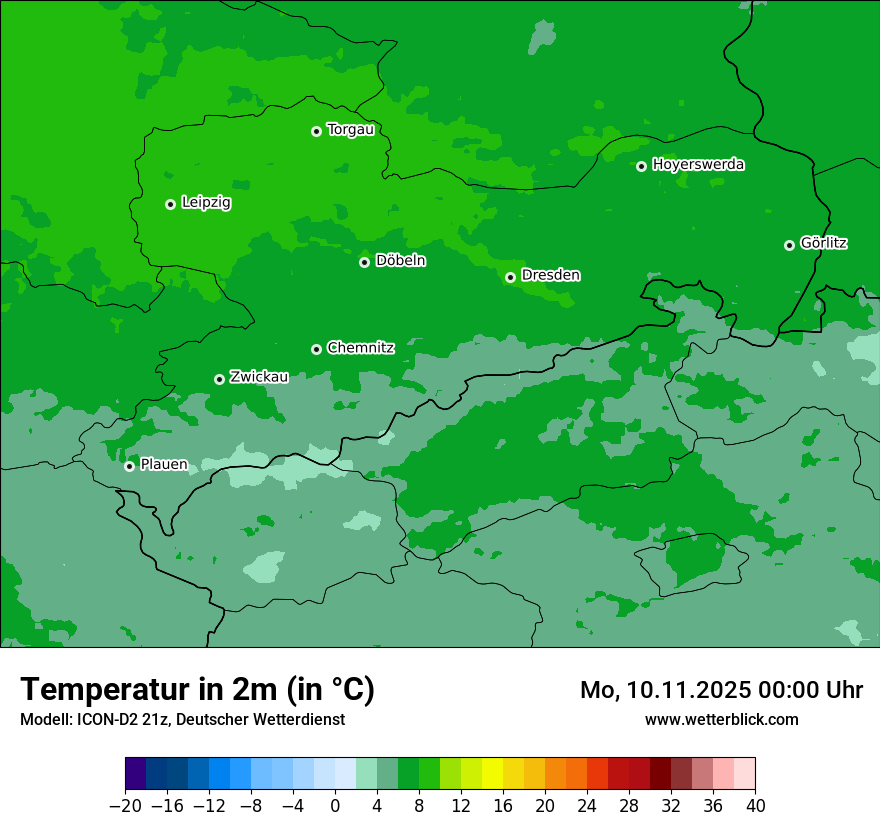 Modellkarten Temperatur