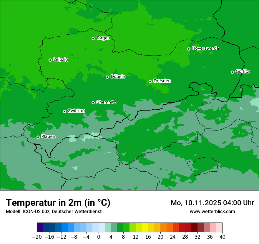 Modellkarten Temperatur