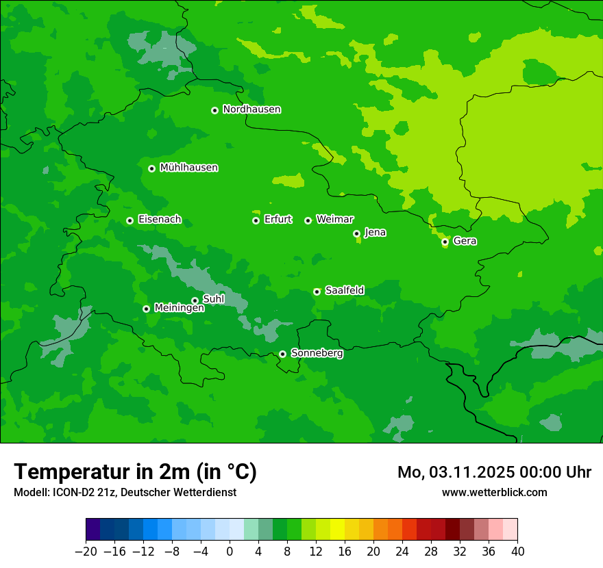 Modellkarten Temperatur