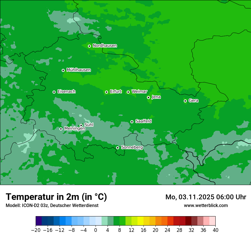 Modellkarten Temperatur