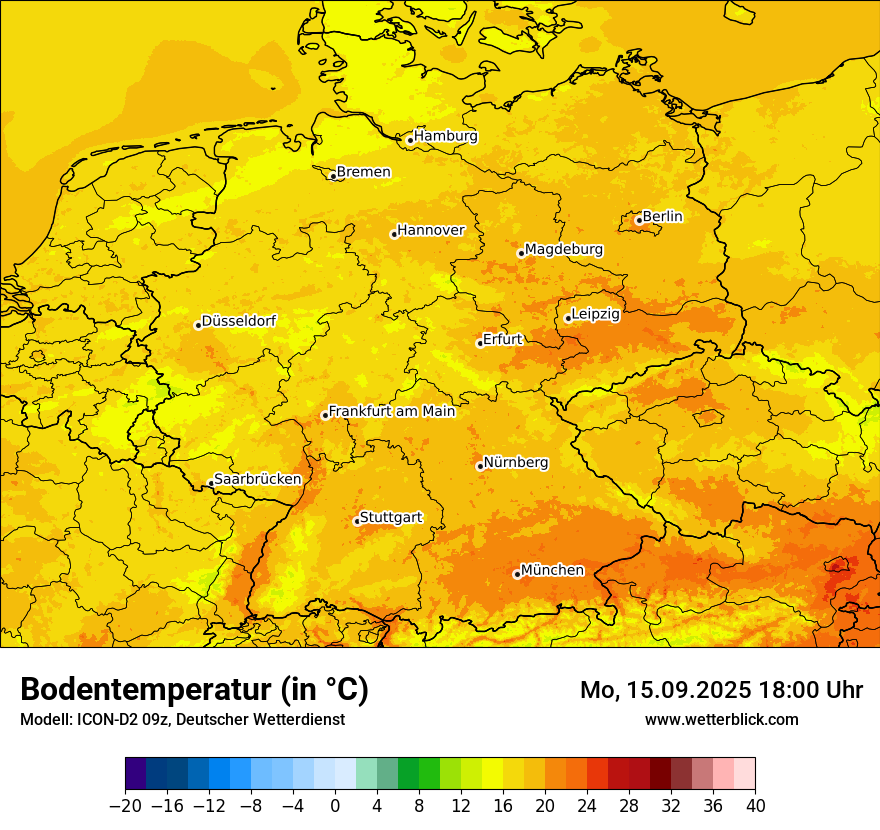 Modellkarten Bodentemperatur in Deutschland
