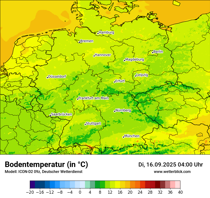 Modellkarten Bodentemperatur in Deutschland