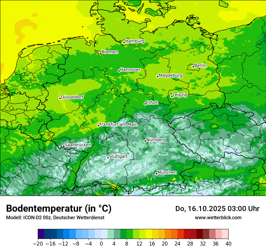 Modellkarten Bodentemperatur in Deutschland