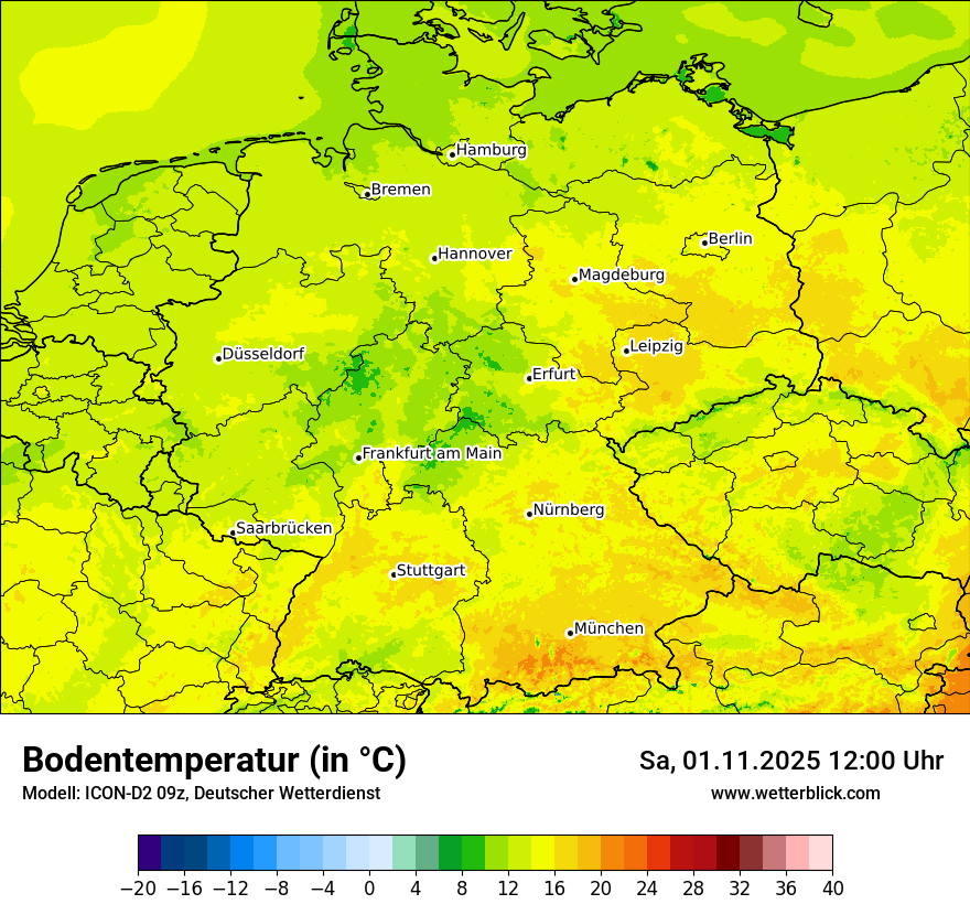 Modellkarten Bodentemperatur in Deutschland