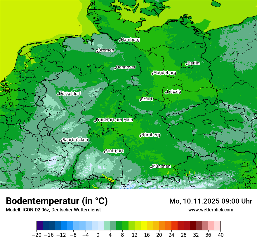 Modellkarten Bodentemperatur in Deutschland