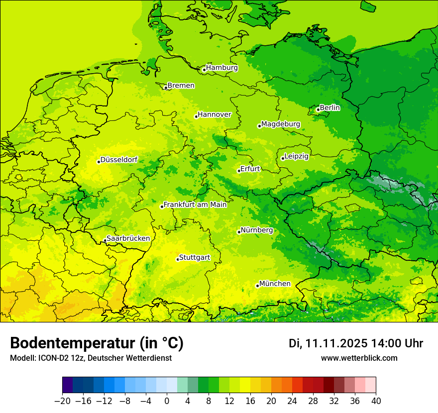 Modellkarten Bodentemperatur in Deutschland