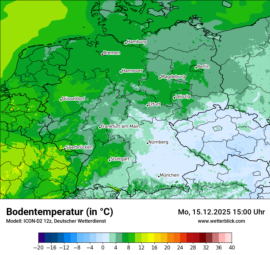 Modellkarten Bodentemperatur in Deutschland