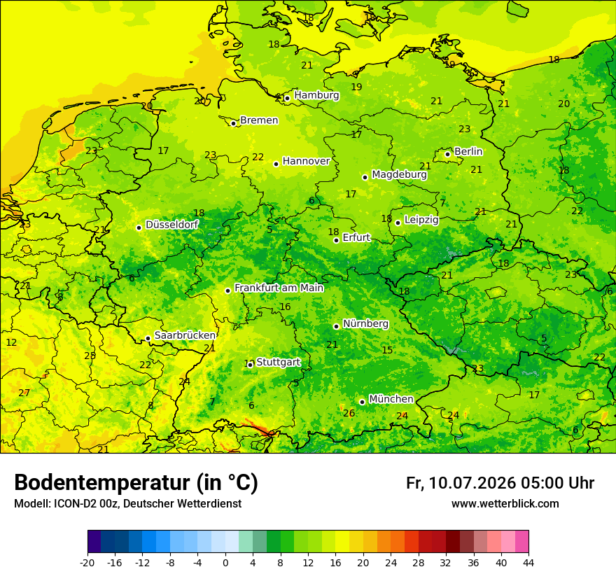 Modellkarte ICON-D2 – t_g – deutschland