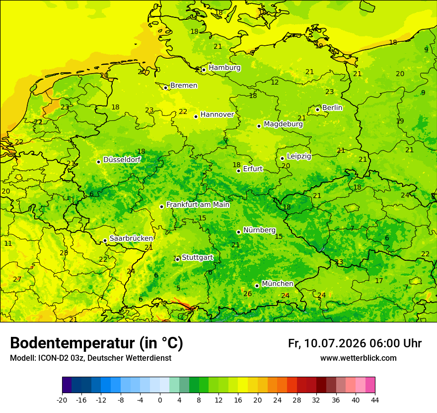 Modellkarte ICON-D2 – t_g – deutschland