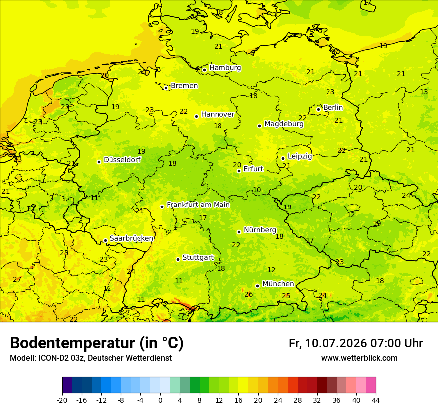 Modellkarte ICON-D2 – t_g – deutschland