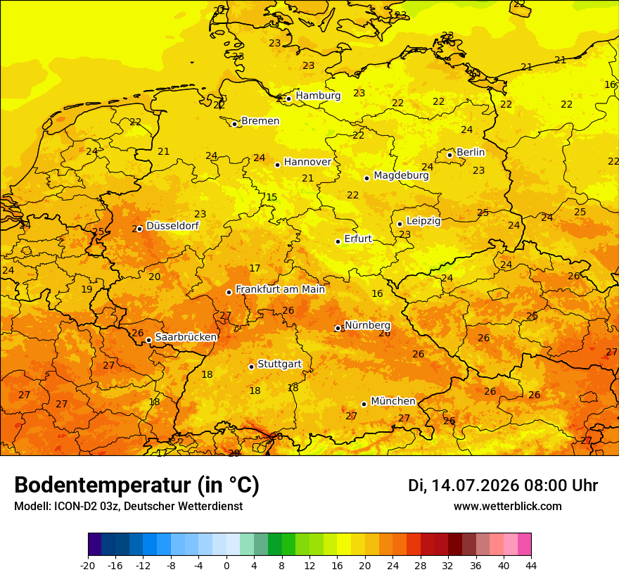 Modellkarte ICON-D2 – t_g – deutschland