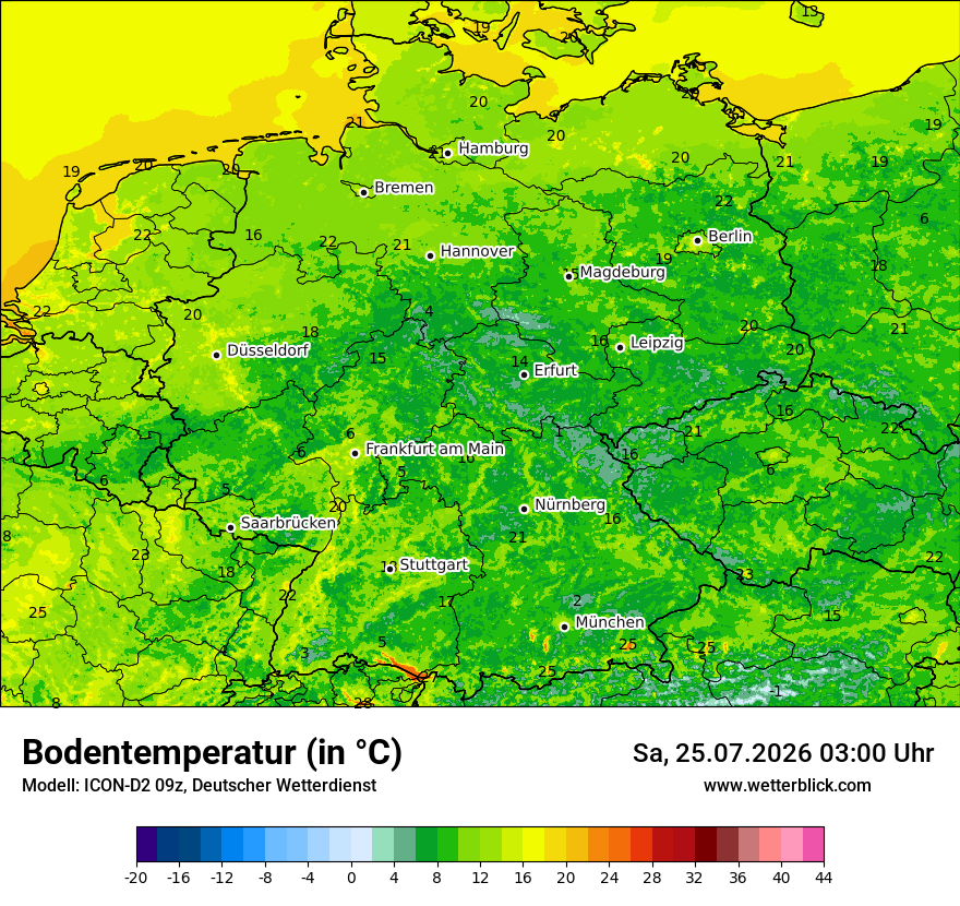 Modellkarte ICON-D2 – t_g – deutschland