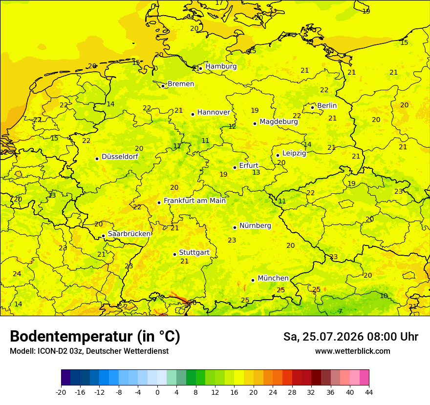 Modellkarte ICON-D2 – t_g – deutschland