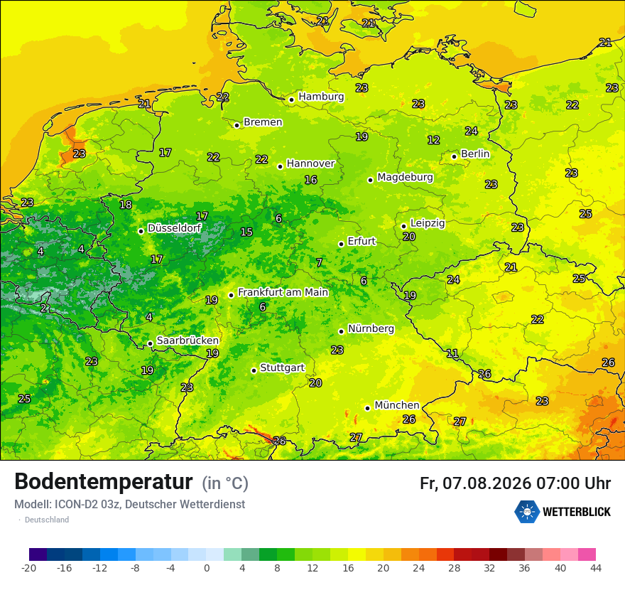 Modellkarte ICON-D2 – t_g – deutschland