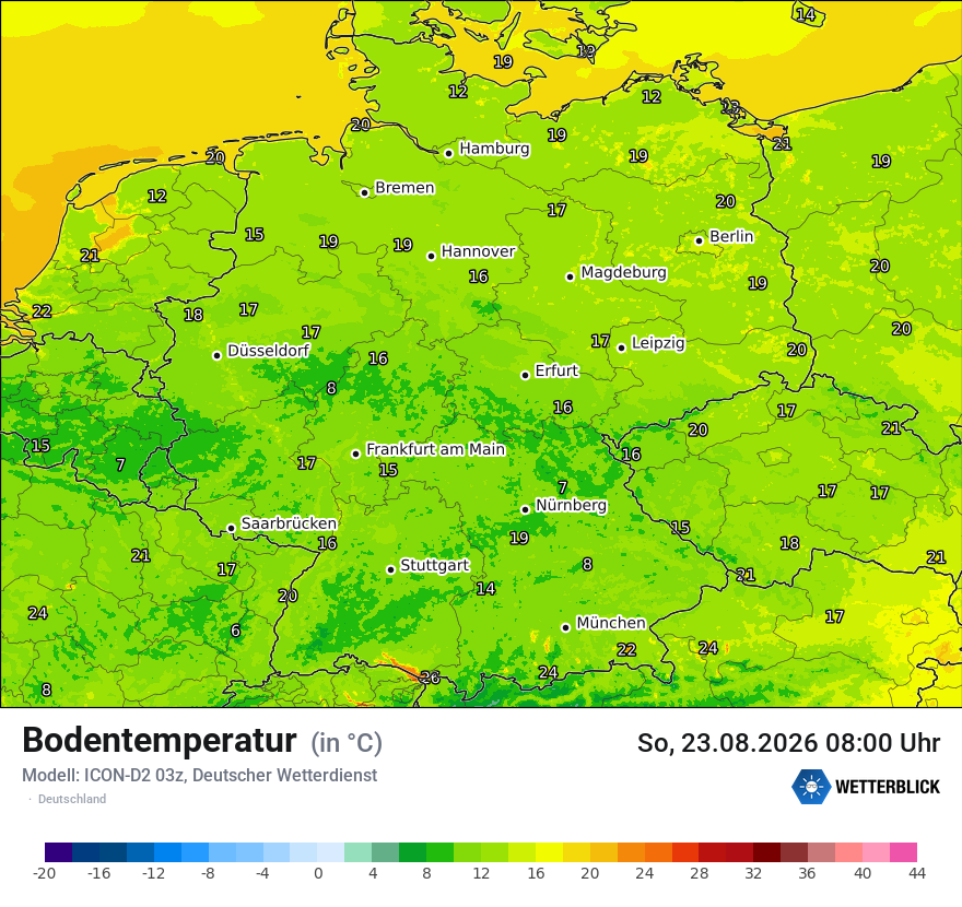 Modellkarte ICON-D2 – t_g – deutschland