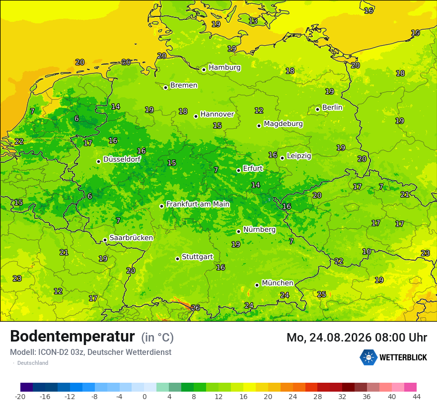 Modellkarte ICON-D2 – t_g – deutschland