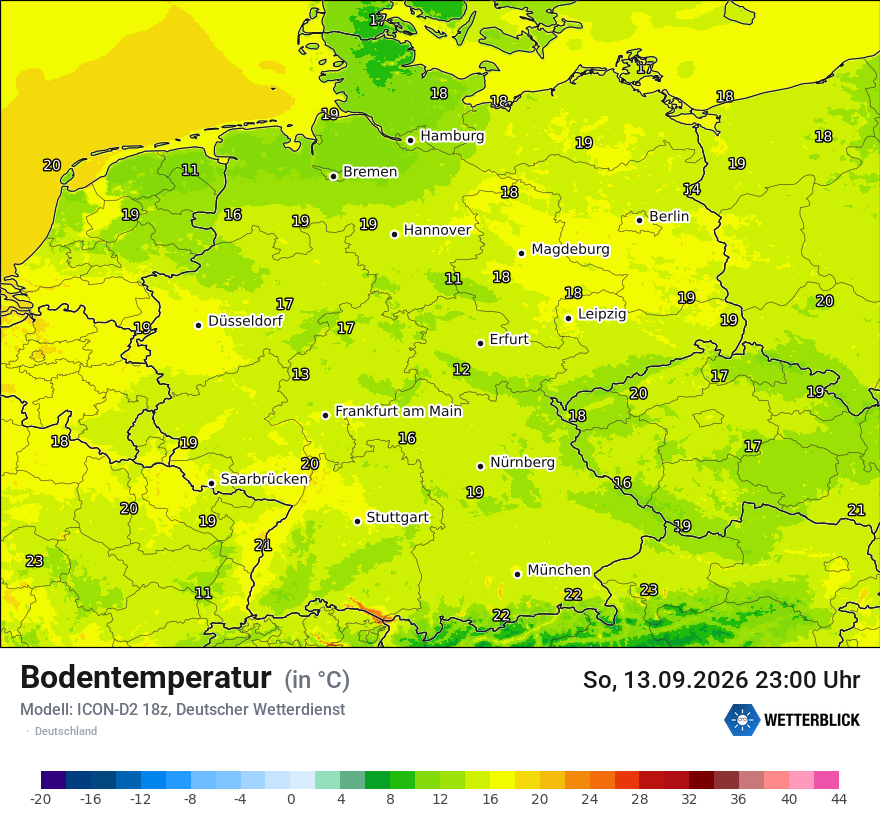 Modellkarte ICON-D2 – t_g – deutschland