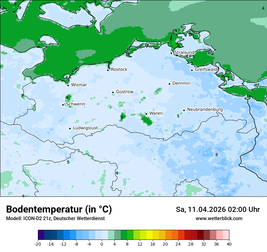 Modellkarte ICON-D2 – t_g – mv