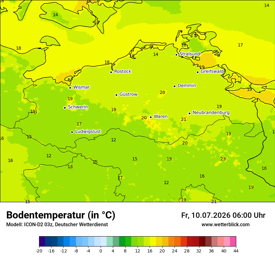 Modellkarte ICON-D2 – t_g – mv
