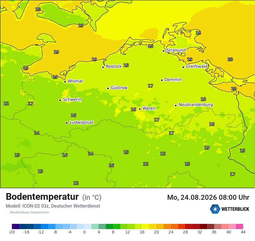 Modellkarte ICON-D2 – t_g – mv