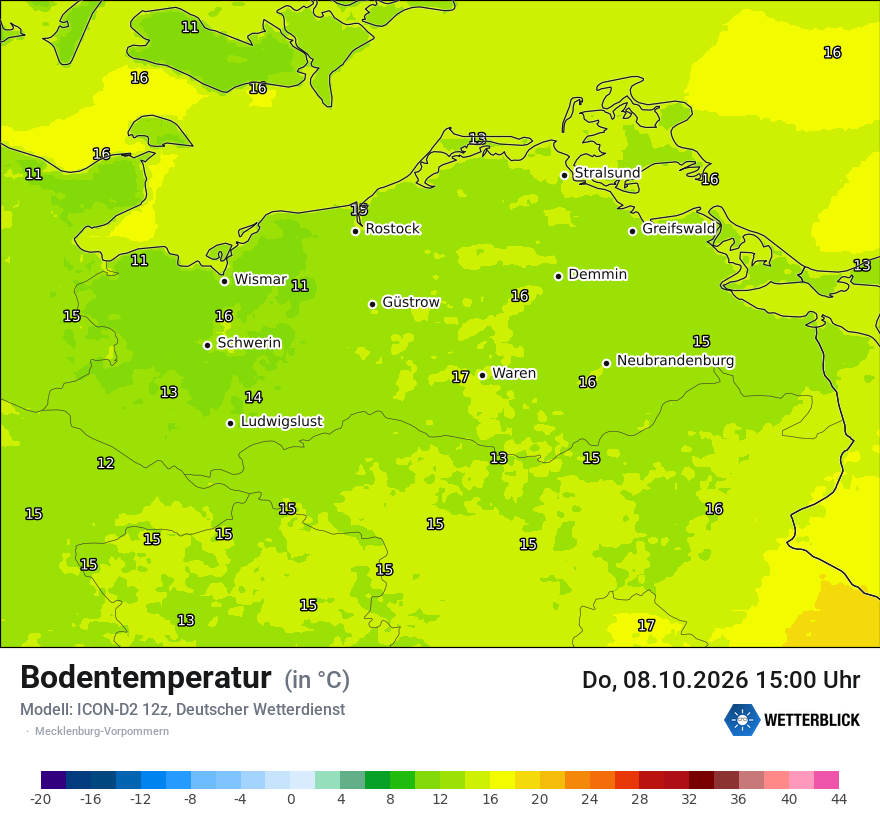 Modellkarte ICON-D2 – t_g – mv