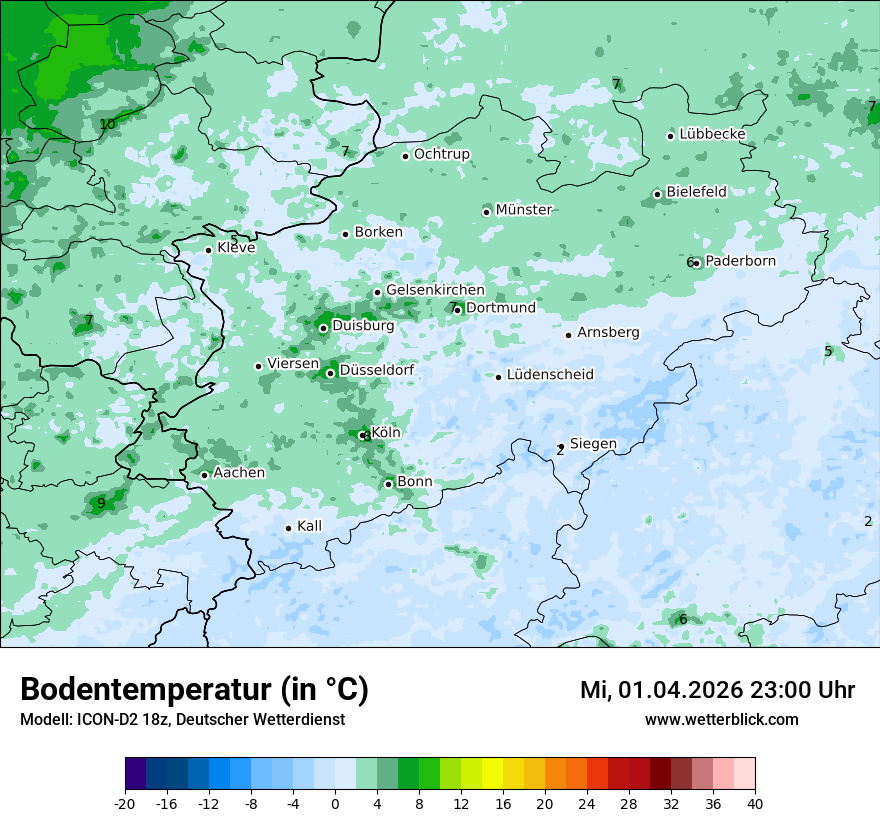Modellkarte ICON-D2 – t_g – nrw