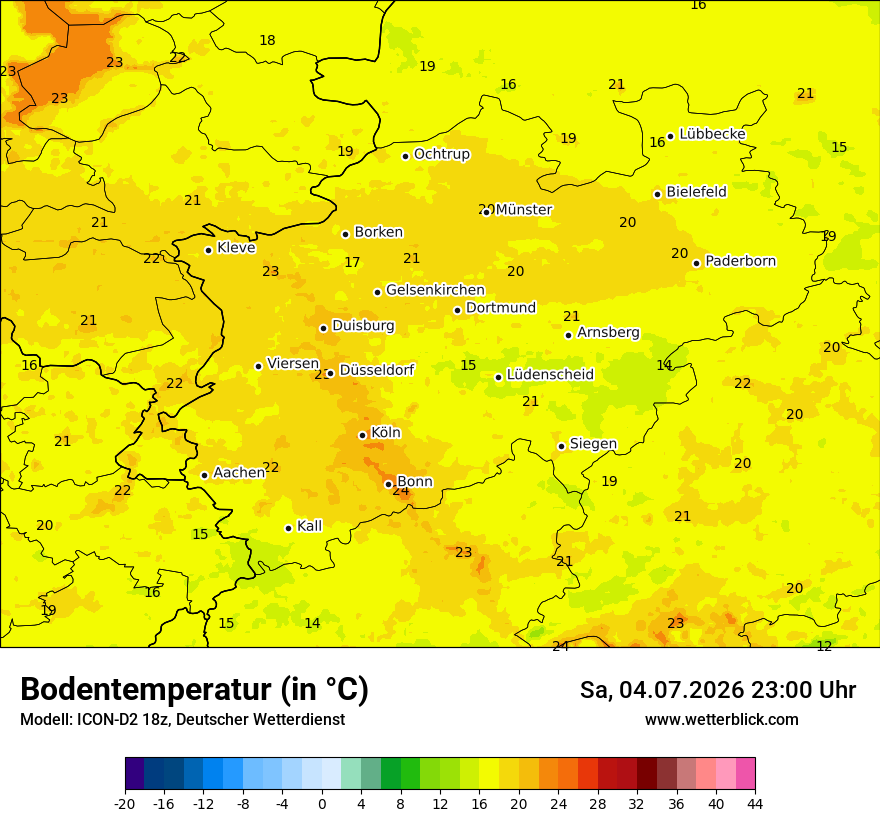 Modellkarte ICON-D2 – t_g – nrw