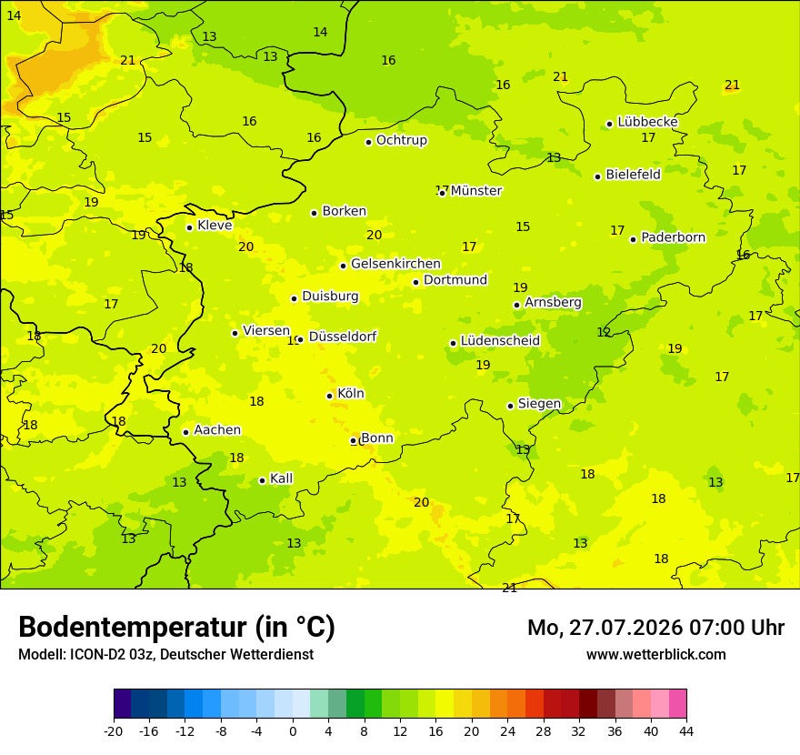 Modellkarte ICON-D2 – t_g – nrw