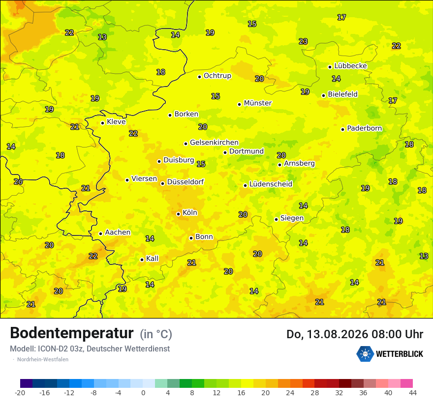Modellkarte ICON-D2 – t_g – nrw