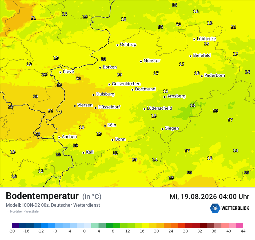 Modellkarte ICON-D2 – t_g – nrw