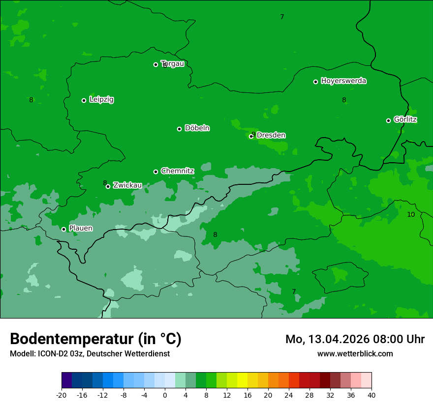 Modellkarte ICON-D2 – t_g – sn
