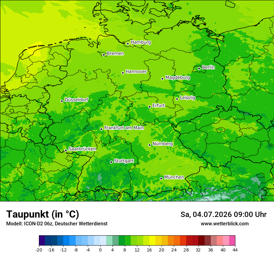 Modellkarte ICON-D2 – td – deutschland