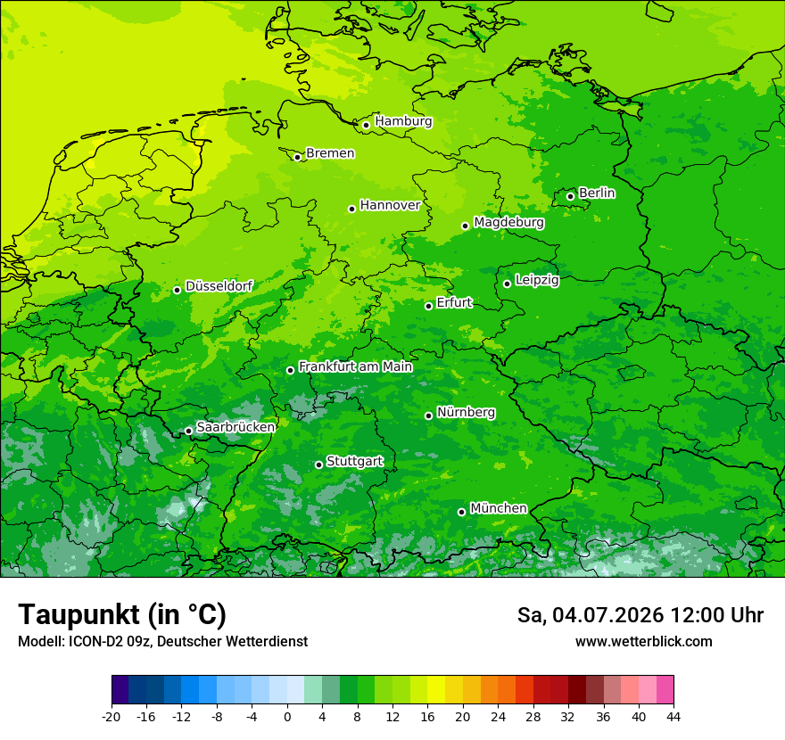 Modellkarte ICON-D2 – td – deutschland