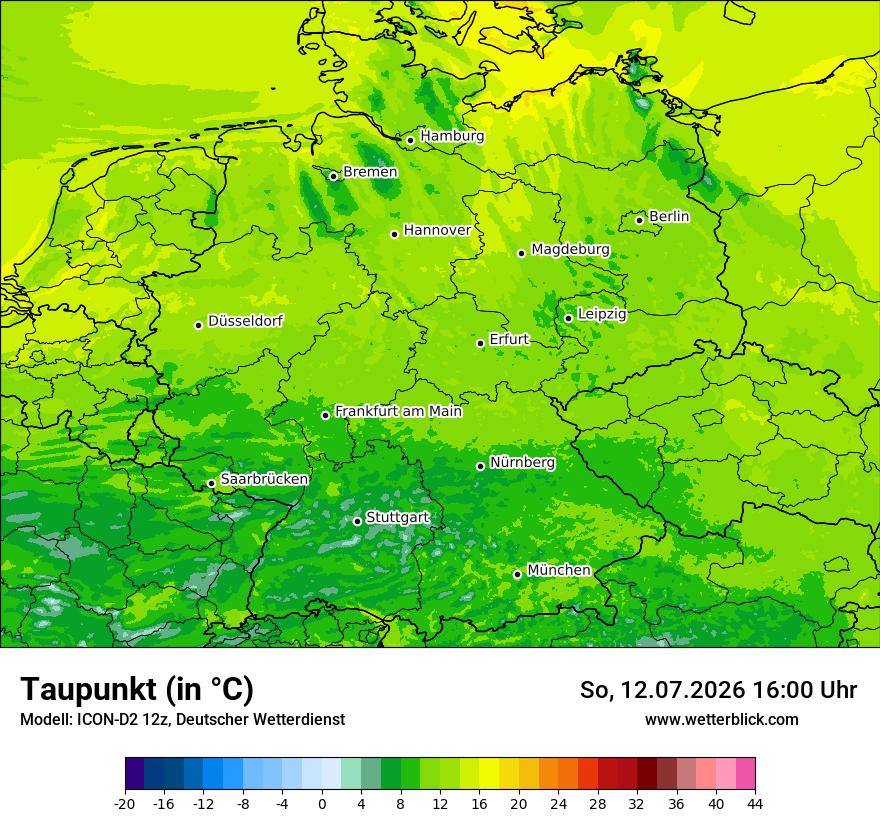 Modellkarte ICON-D2 – td – deutschland