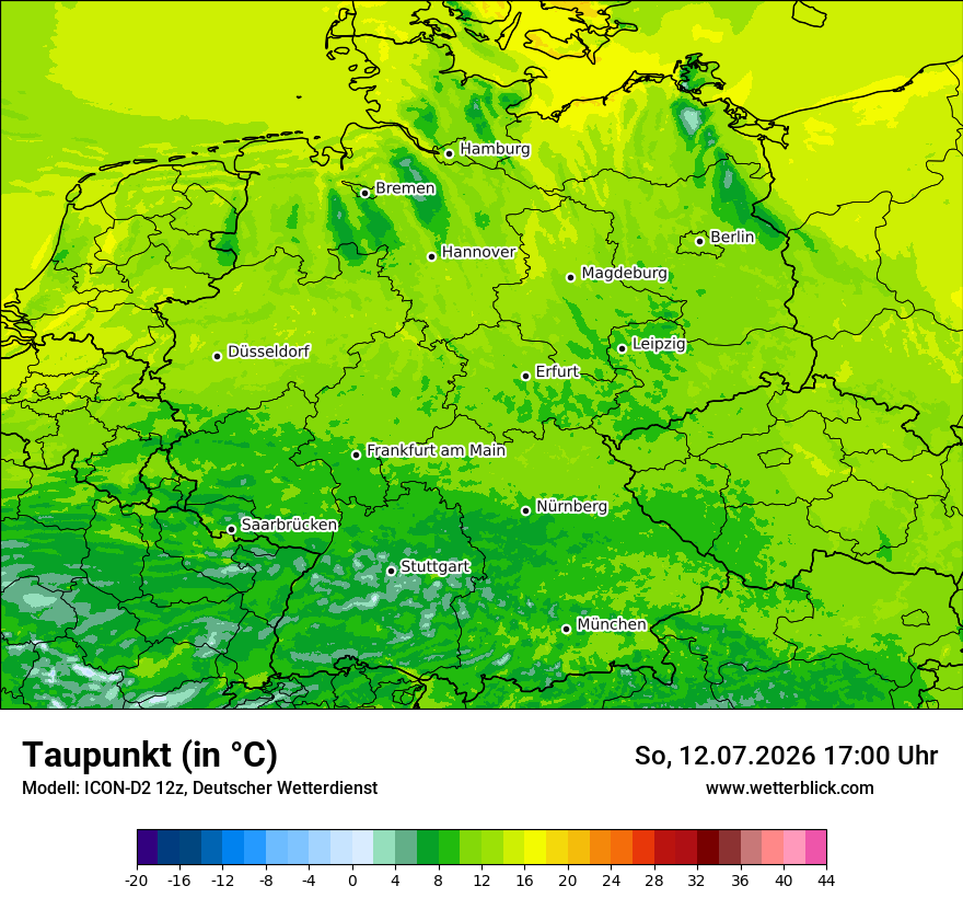 Modellkarte ICON-D2 – td – deutschland