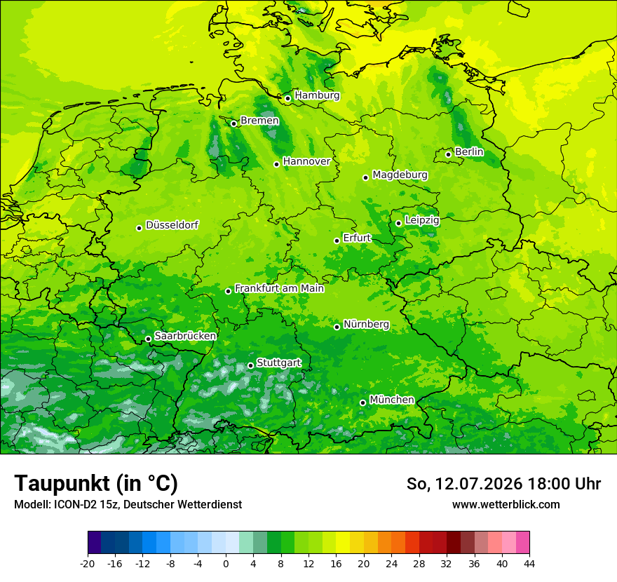 Modellkarte ICON-D2 – td – deutschland