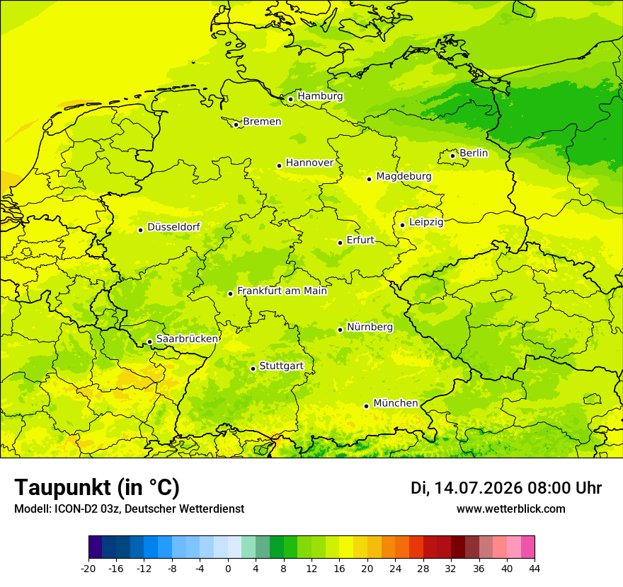 Modellkarte ICON-D2 – td – deutschland