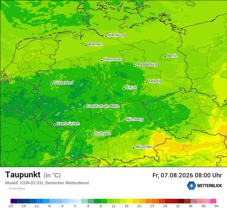Modellkarte ICON-D2 – td – deutschland