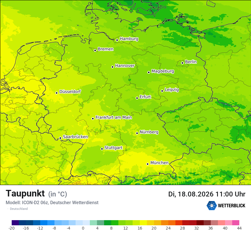 Modellkarte ICON-D2 – td – deutschland