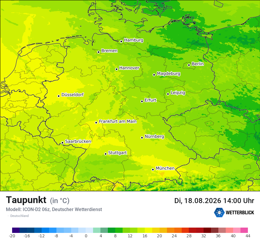 Modellkarte ICON-D2 – td – deutschland