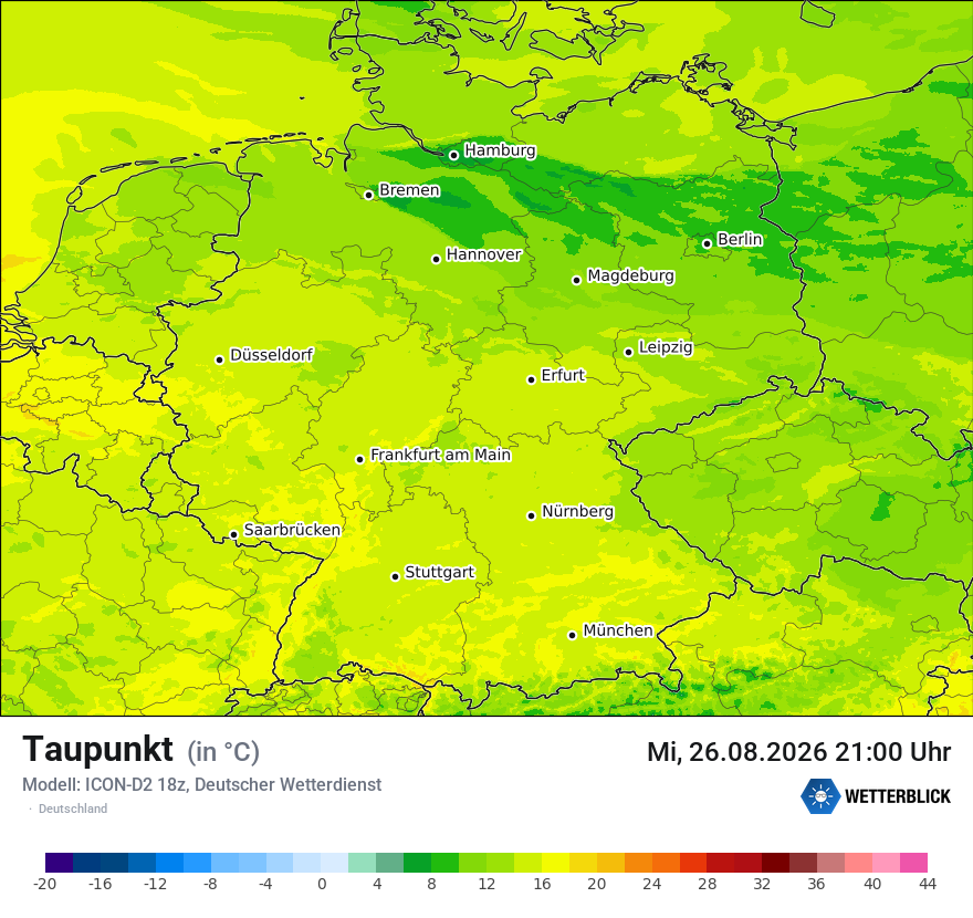 Modellkarte ICON-D2 – td – deutschland